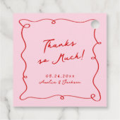 Whimsical Hand getekend Roze & Rode bruiloft Dank  Bedankjes Labels (Achterkant)