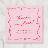 Whimsical Hand getekend Roze & Rode bruiloft Dank  Bedankjes Labels (Voorkant)