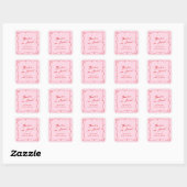 Whimsical Hand getekend Roze & Rode bruiloft Dank  Vierkante Sticker (Vel)