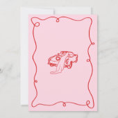 Whimsical Hand getekend Roze & Rode bruiloft Kaart (Achterkant)