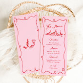 Whimsical Hand getekend Roze & Rode bruiloft Menu