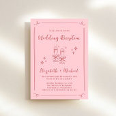 Whimsical Hand getekend Roze Rode bruiloft recepti Kaart