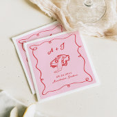 Whimsical Hand getekend Roze & Rode bruiloft Servet