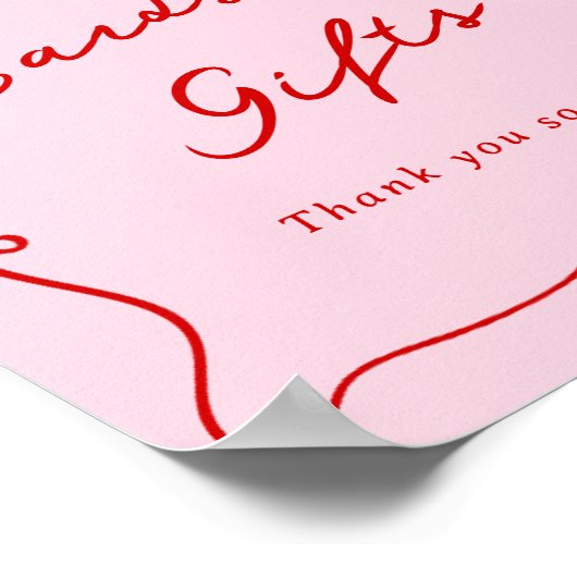 Whimsical Hand getekend Roze & Rode Kaarten & Gesc Poster (Hoek)