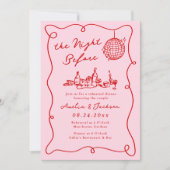 Whimsical Hand getekend Roze & Rode Nacht Voorheen Kaart (Voorkant)