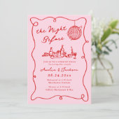 Whimsical Hand getekend Roze & Rode Nacht Voorheen Kaart (Staand voorkant)