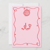 Whimsical Hand getekend Roze & Rode Nacht Voorheen Kaart (Achterkant)