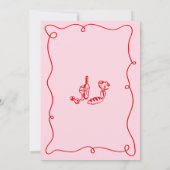 Whimsical Hand getekend Roze & Rode repetitie dine Kaart (Achterkant)