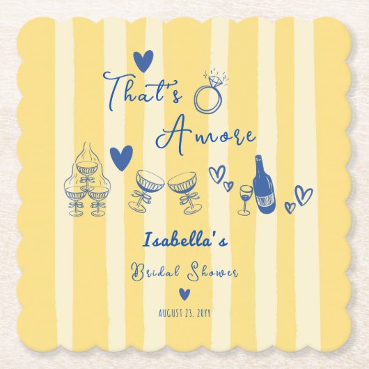 Whimsical hand getekend That's amore Bruiloft Show Kartonnen Onderzetters (Voorkant)