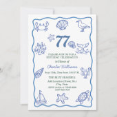 Whimsical Hand Getekend Zeeleven 77e Verjaardagsfe Kaart (Voorkant)