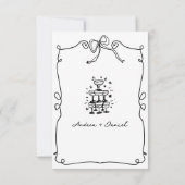 Whimsical Hand getekend zwart-wit bruiloft RSVP Kaartje (Achterkant)