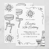 Whimsical Hand Getekende 30e Verjaardagsfeestje Kaart (Voorkant / Achterkant)