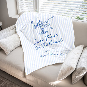 Whimsical Hand Getekende Blauwe Laatste Toast aan Fleece Deken