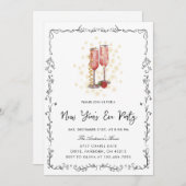 Whimsical Hand Getekende Boog Frame Nieuwjaarsfees Kaart (Voorkant / Achterkant)