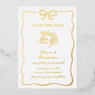 Whimsical Hand Getekende Boog Frame Save the Date Folie Uitnodiging