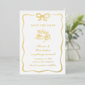 Whimsical Hand Getekende Boog Frame Save the Date Folie Uitnodiging (Staand Voorkant)