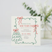 Whimsical Hand Getekende Champagne Nieuwjaarsfeest Kaart (Staand voorkant)