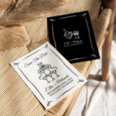 Whimsical Hand Getekende Champagne Toren Save The  Kaart