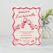 Whimsical Hand Getekende Cocktail Bachelorette Fee Kaart (Staand voorkant)