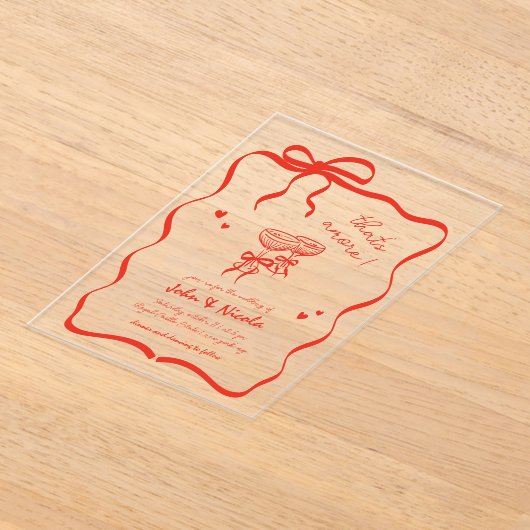 Whimsical Hand getekende cocktails die een bruilof Acryl Uitnodigingen (Laagn)