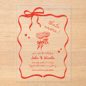 Whimsical Hand getekende cocktails die een bruilof Acryl Uitnodigingen (Voorkant)