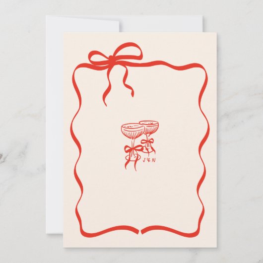 Whimsical Hand getekende cocktails die een bruilof Kaart (Achterkant)