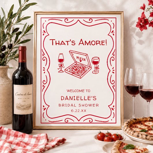 Whimsical Hand Getekende Dat is Amor Bruiloft Borr Poster