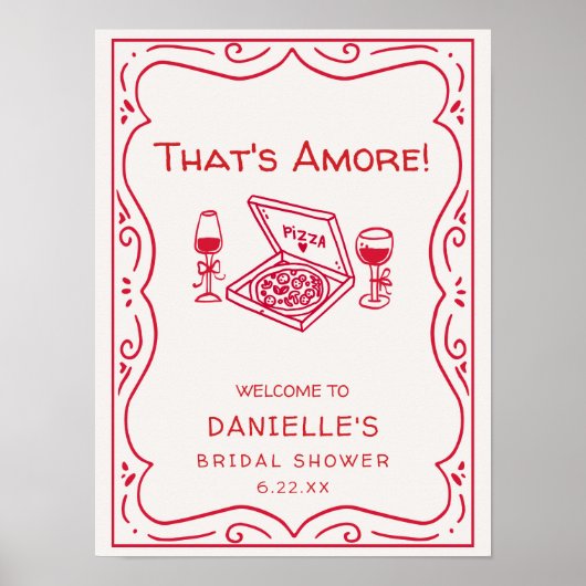 Whimsical Hand Getekende Dat is Amor Bruiloft Borr Poster (Voorkant)