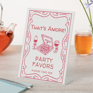Whimsical Hand Getekende Dat is Amor Bruiloftsborr Reclamebord Met Voetstuk