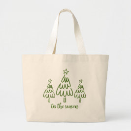 Whimsical Hand Getekende Doodle Groen Grote Tote Bag