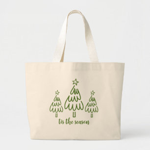 Whimsical Hand Getekende Doodle Groen Grote Tote Bag