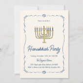 Whimsical Hand Getekende Doodle Hanukkah Feest Kaart (Voorkant)