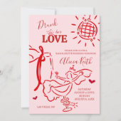 Whimsical Hand Getekende Drunk in Love Bruiloftsbo Kaart (Voorkant)