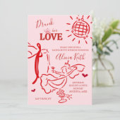 Whimsical Hand Getekende Drunk in Love Bruiloftsbo Kaart (Staand voorkant)
