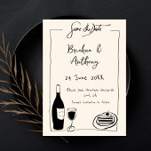 Whimsical hand getekende eigenzinnige krabbel sjab save the date