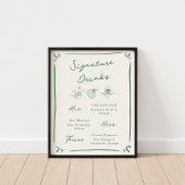 Whimsical Hand getekende groene handtekening Drink Poster