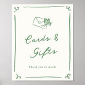 Whimsical Hand getekende groene Kaarten & geschenk Poster (Voorkant)
