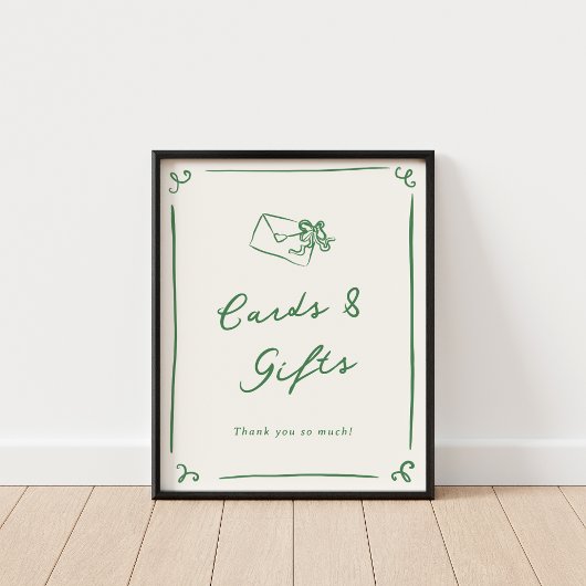 Whimsical Hand getekende groene Kaarten & geschenk Poster