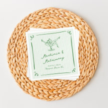 Whimsical Hand Getekende Groene Martinis & Huwelij