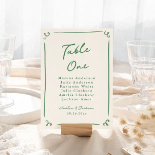 Whimsical Hand Getekende Groene Tafelkaart Kaart