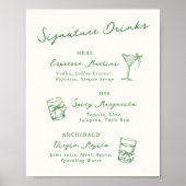 Whimsical Hand getekende handtekening Drink groen Poster (Voorkant)