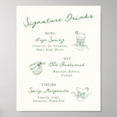 Whimsical Hand getekende handtekening Drink groen Poster (Voorkant)