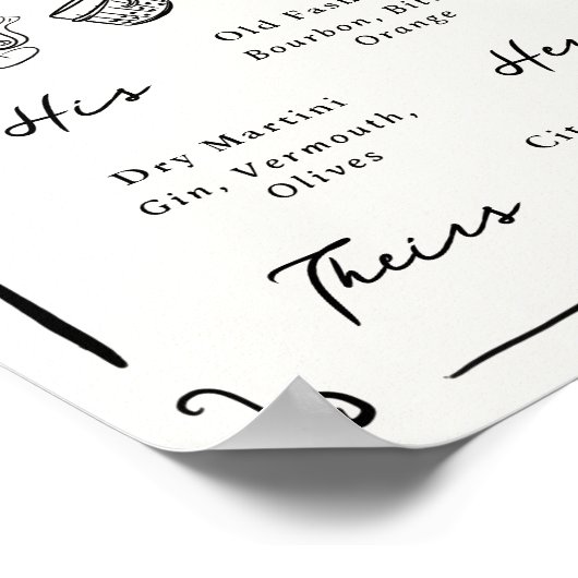 Whimsical Hand getekende handtekening Drinken Poster (Hoek)