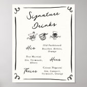 Whimsical Hand getekende handtekening Drinken Poster (Voorkant)