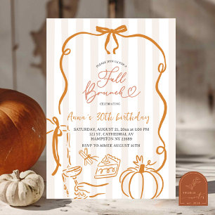 Whimsical Hand Getekende Herfst Brunch Verjaardag Kaart