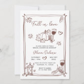 Whimsical Hand getekende Herfst in liefde Vrijgeze Kaart (Voorkant)