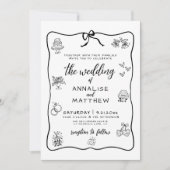 Whimsical Hand Getekende Huwelijk Kaart (Voorkant)