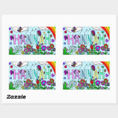 Whimsical Hand getekende naam Hannah Flowers, Rege Rechthoekige Sticker (Vel)