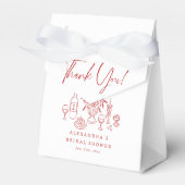 Whimsical Hand Getekende Pizza & Wijn Bruidsdiner Bedankdoosjes (Voorkant Zijde)