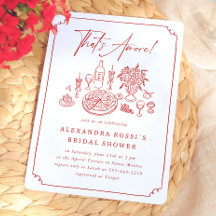 Whimsical Hand Getekende Pizza & Wijn Bruidsdouche